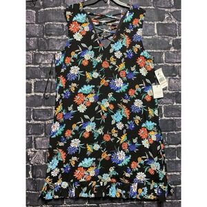 Laundry Shelli Segal Dress Women 10 Black Blue Red Yellow Floral Boho Casual NWT